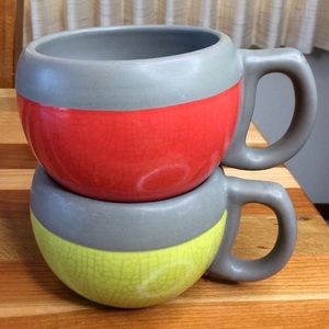 Caribou Coffee Round Mugs Retro Crackle